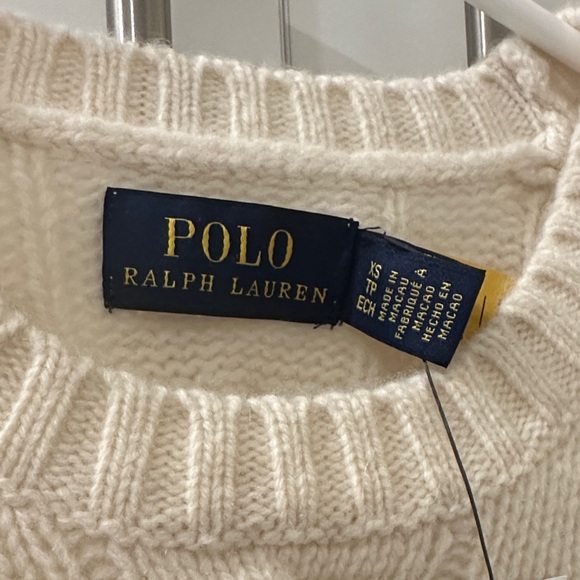 NWT Polo by Ralph Lauren Ivory Cable Knit Sweater - Picture 2 of 6